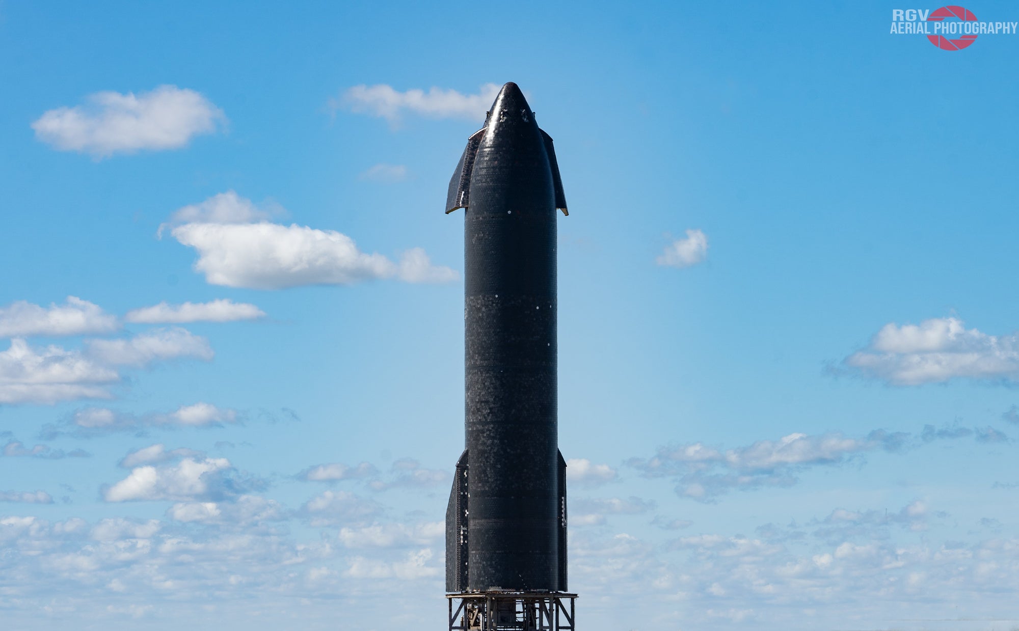 Ship 20 sits on the launch stand at Starbase