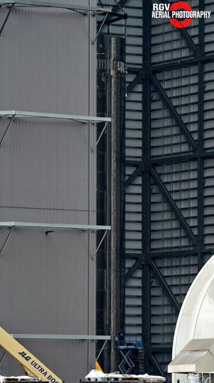 Booster 5 sits stacked in the High Bay at Starbase Texas