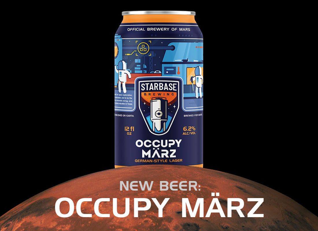 Beer announcement image of a can of "Occupy Marz" beer on Mars