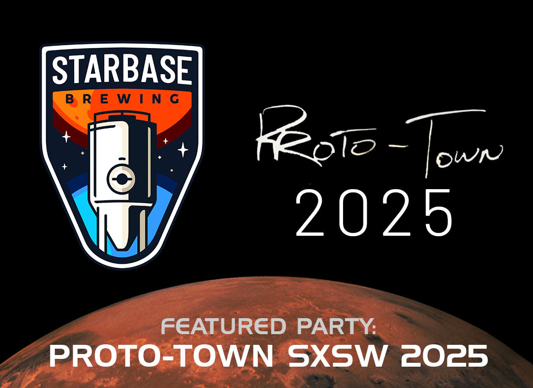 Starbase Brewing logo next to Proto-Town logo