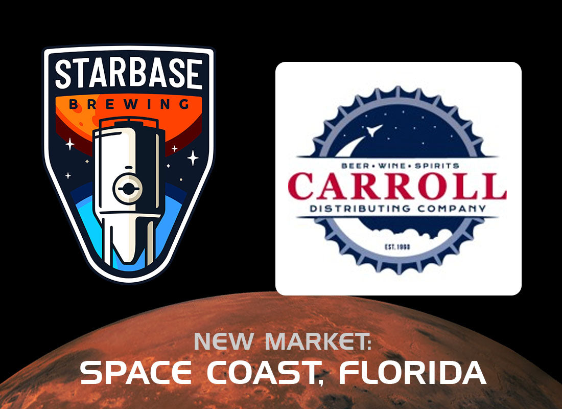 Starbase Brewing logo next to the Carroll Distributing logos