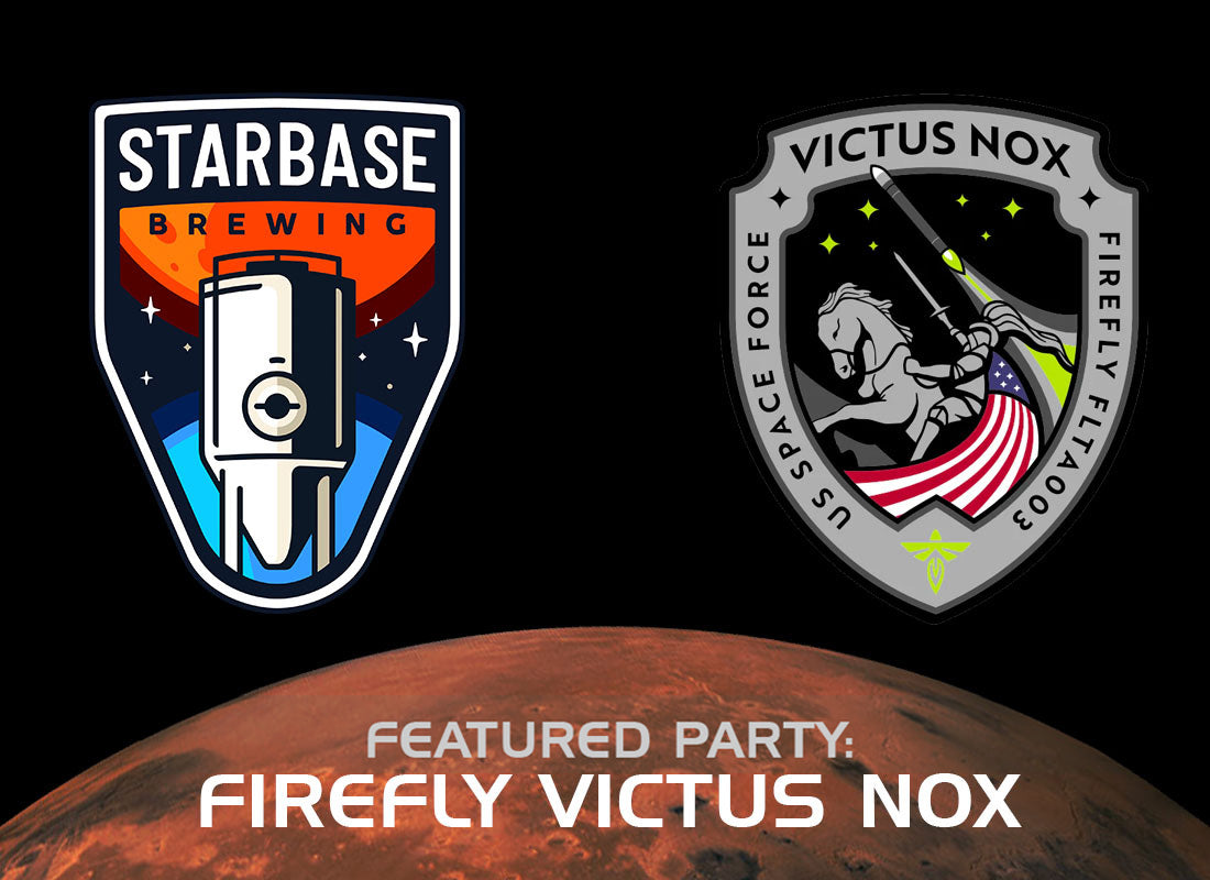 Starbase Brewing logo next to Firefly Victus Nox mission patch