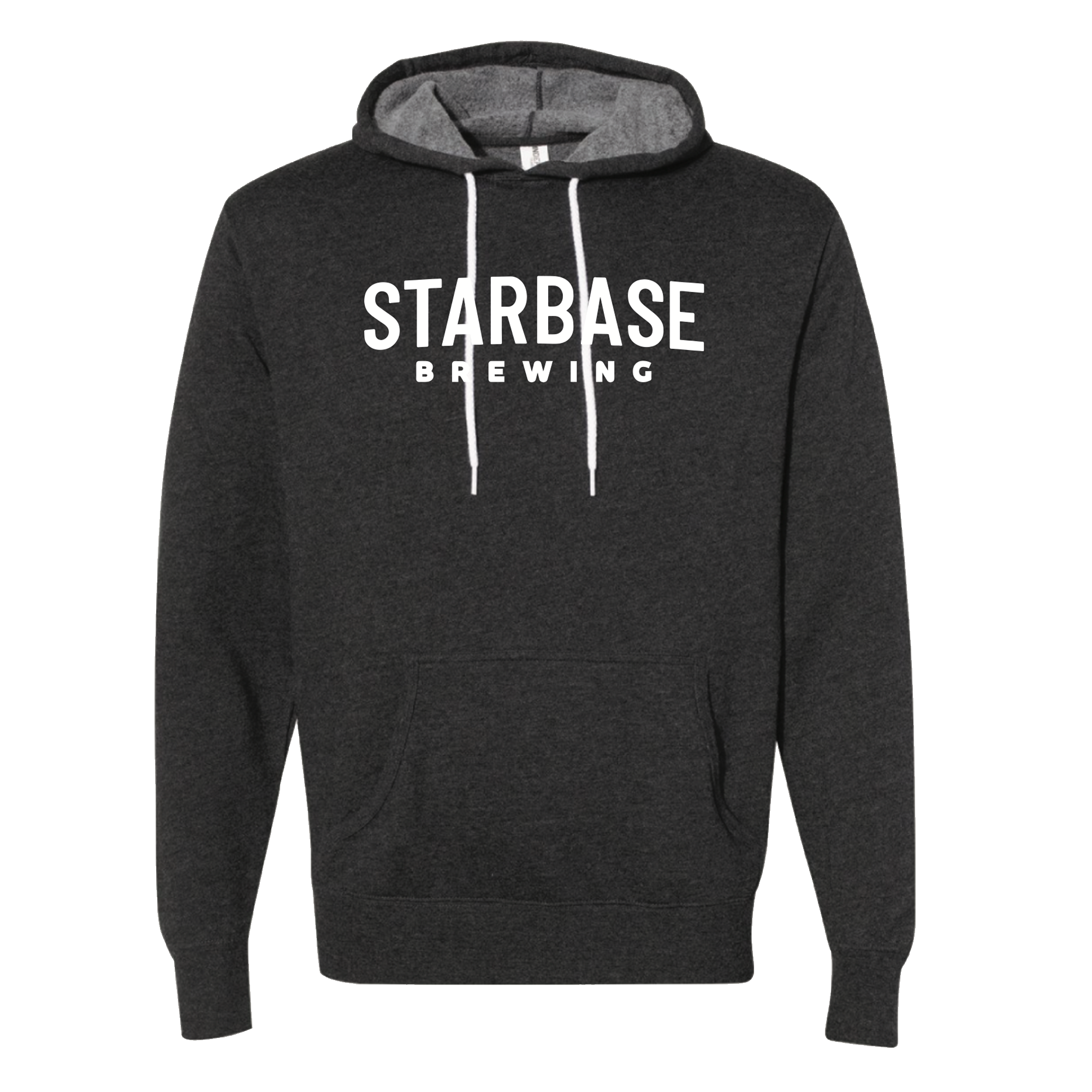 Dark Gray Pullover Hoodie with a White Starbase Brewing Logo