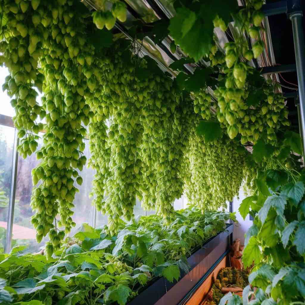 A hydroponic farm growing tons of beer hops on Mars.